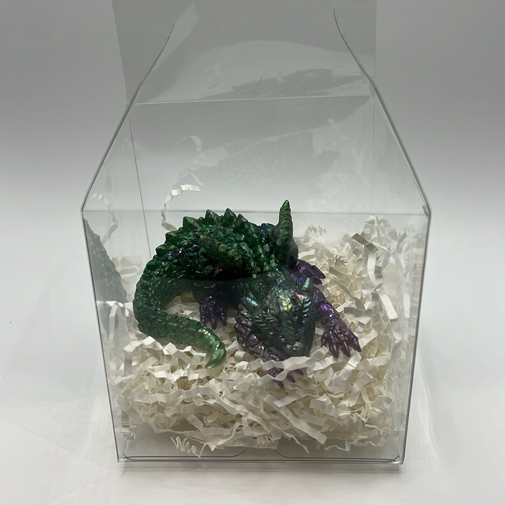Dragon figurine / sculpture in green and purple - Picture 7 of 11